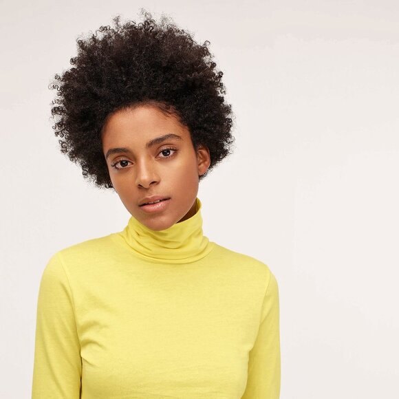NEW J Crew Womens Tissue Turtleneck NWT S Bitter Lemon - Picture 8 of 9